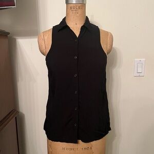 Splendid Black Button Down Tank Blouse Top
